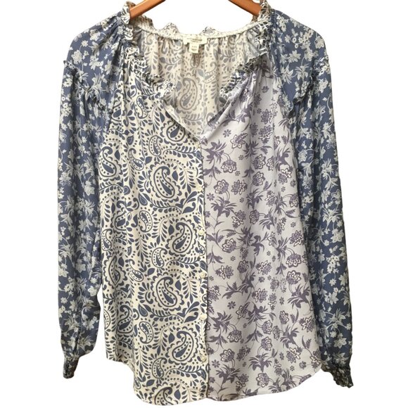 Beachlunchlounge Blue and Purple Blouse with Elegant Design - Picture 2 of 8